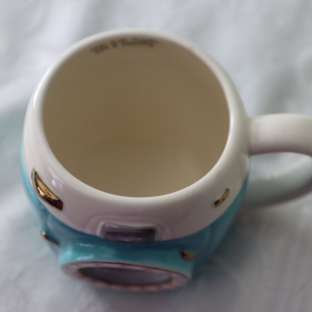 Natural Life Blue Folk Art Vintage Camera Coffee Mug Gold Accents Whimsical - Picture 9 of 12